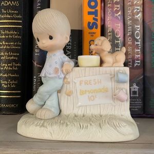 Precious Moments Boy, Puppy, and Lemonade Stand